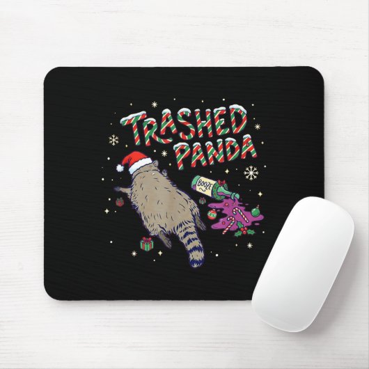 Christmas Funny Trashed Panda Racoon Gets Drunk Xm Mousepad (Mit Mouse)