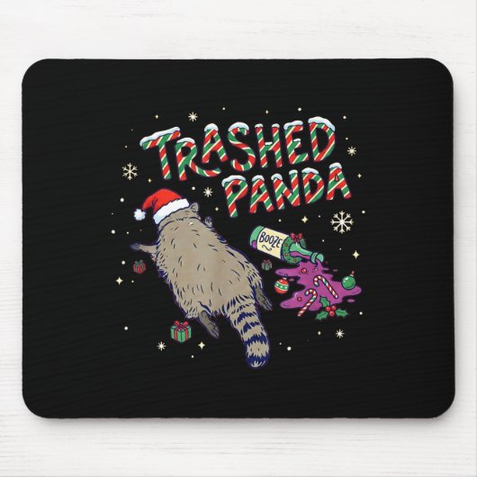 Christmas Funny Trashed Panda Racoon Gets Drunk Xm Mousepad (Vorne)