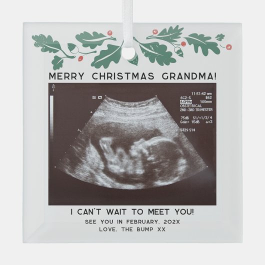 Christmas Future Oma Baby Sonogramm Keepake Ornament Aus Glas (Vorderseite)