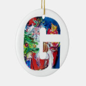 CHRISTMAS G SCHREIBEN / SANTA MIT CHRISTMAS TREM KERAMIK ORNAMENT (Rechts)