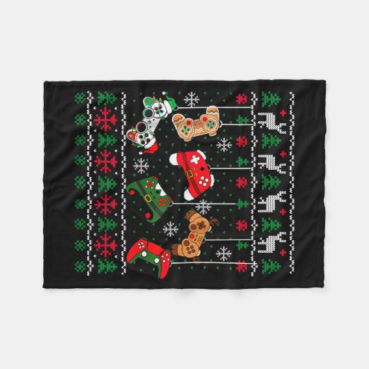 Christmas Game Controller Xmas Ugly Sweater Boys K Fleecedecke (Vorderseite (Horizontal))