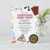 Christmas Game night party invitation Einladung (Stehend Vorderseite)