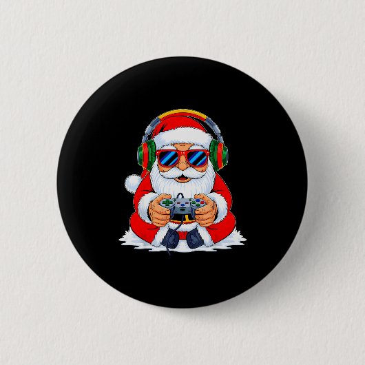 Christmas Gamer Boys Video Game Funny Santa Xmas S Button (Vorderseite)