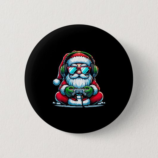 Christmas Gamer Boys Video Game Santa Xmas Button (Vorderseite)