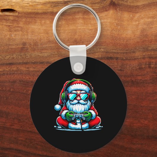 Christmas Gamer Boys Video Game Santa Xmas Schlüsselanhänger (Vorderseite)