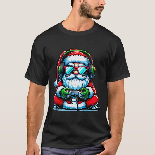 Christmas Gamer Boys Video Game Santa Xmas T-Shirt (Vorderseite)