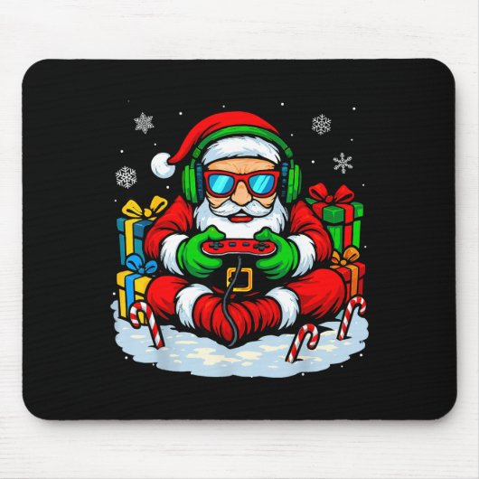 Christmas Gamer Boys Video Game Xmas Funny Santa G Mousepad (Vorne)