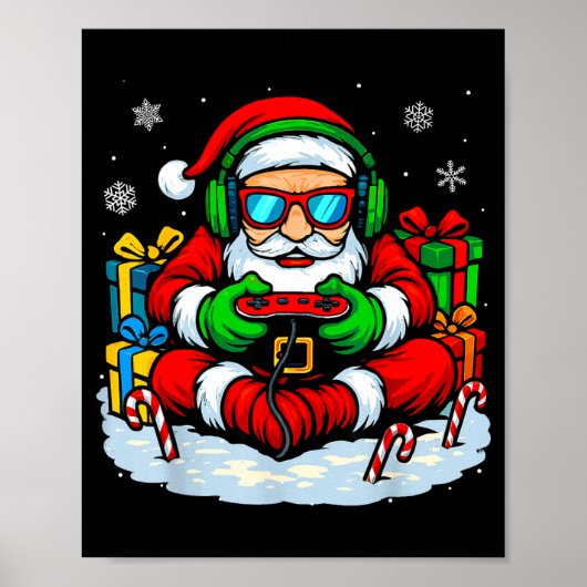 Christmas Gamer Boys Video Game Xmas Funny Santa G Poster (Vorne)