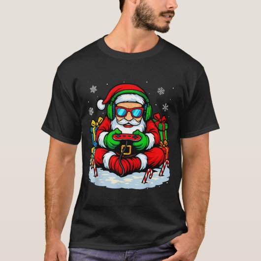Christmas Gamer Boys Video Game Xmas Funny Santa G T-Shirt (Vorderseite)