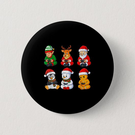 Christmas Gamer Boys Video Games Santa Elf Reindee Button (Vorderseite)