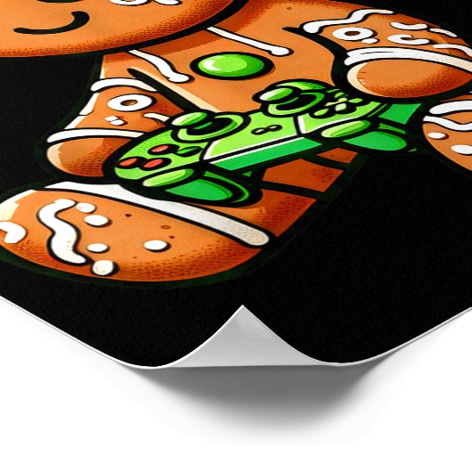 Christmas Gamer Gingerbread Santa Hat Xmas Gaming Poster (Ecke)