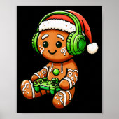 Christmas Gamer Gingerbread Santa Hat Xmas Gaming Poster (Vorne)