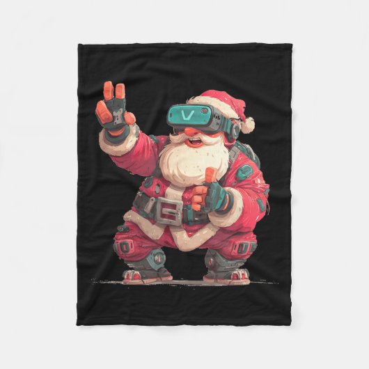 Christmas Gamer Look With This Cool Vr Santa Claus Fleecedecke (Vorderseite)