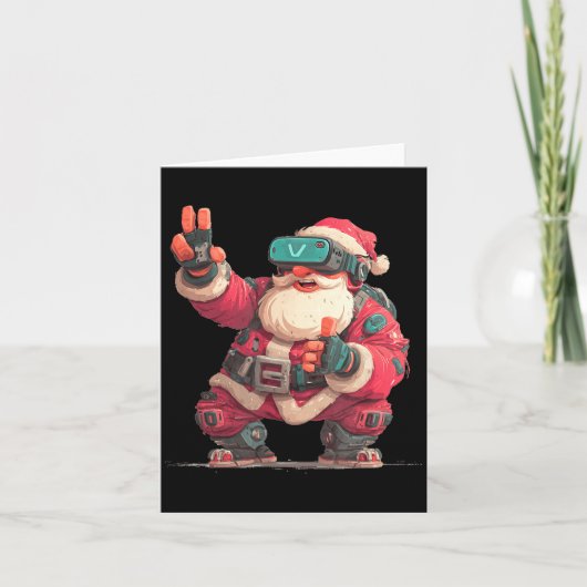 Christmas Gamer Look With This Cool Vr Santa Claus Karte (Vorderseite)