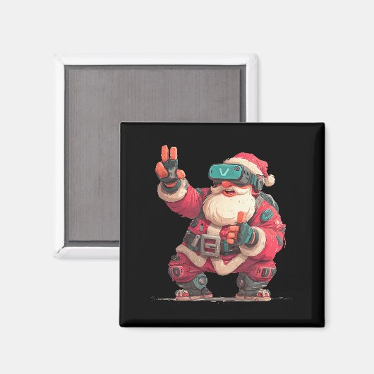 Christmas Gamer Look With This Cool Vr Santa Claus Magnet (Vorderseite/Rückseite)