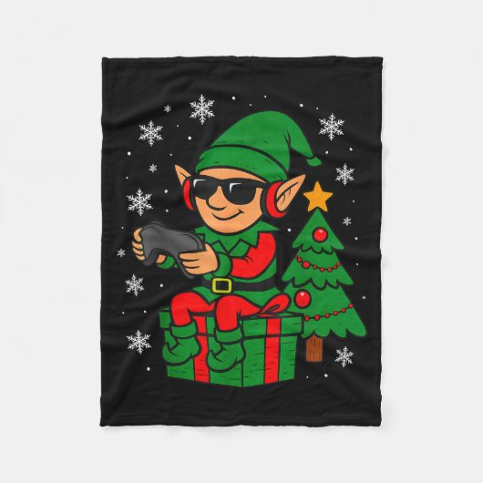 Christmas Gamer Retro Elf Funny Xmas Gaming Boys K Fleecedecke (Vorderseite)