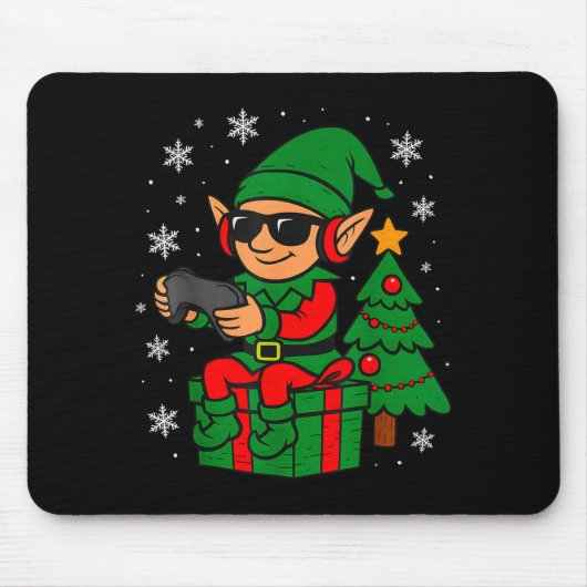 Christmas Gamer Retro Elf Funny Xmas Gaming Boys K Mousepad (Vorne)