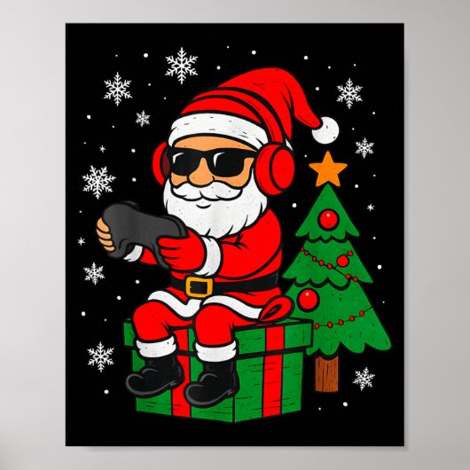 Christmas Gamer Retro Santa Funny Xmas Gaming Men  Poster (Vorne)