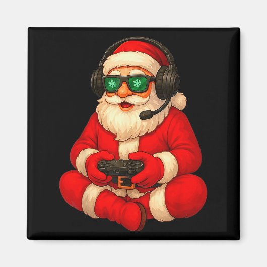 Christmas Gamer Santa Video Game Gaming Boys Men K Magnet (Vorne)