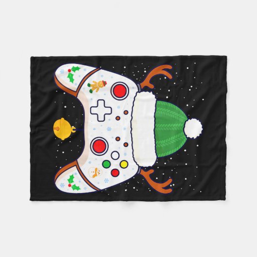 Christmas Gamer Video Game Controller Gamepad Fleecedecke (Vorderseite (Horizontal))