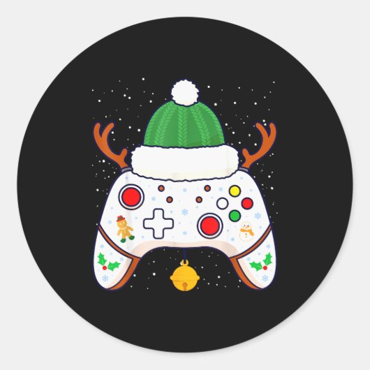 Christmas Gamer Video Game Controller Gamepad  Runder Aufkleber (Vorderseite)