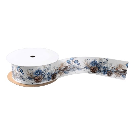 Christmas Garland Blueberries Pine Cones Satinband (Spule)