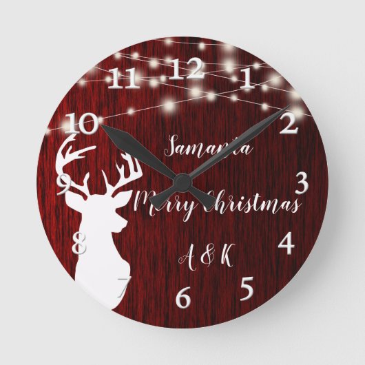 Christmas ,garland, deer head,personalized runde wanduhr (Vorderseite)