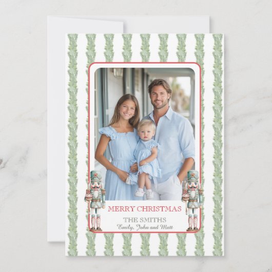 Christmas Garland Nutcracker Grandmillenial Photo Feiertagskarte (Vorderseite)