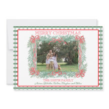 Christmas Garland Red Ribbon Green Gingham