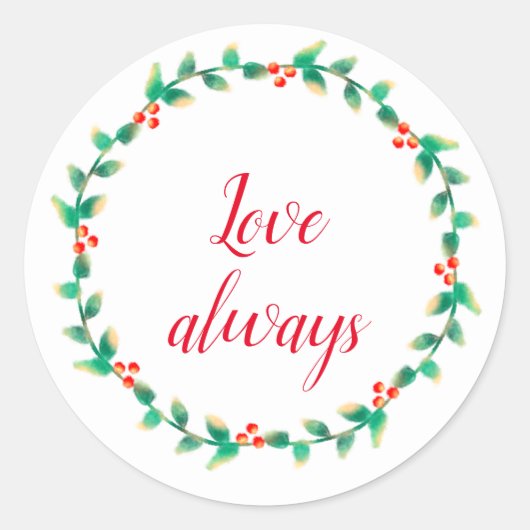 Christmas Garland Simple Round Sticker (Vorderseite)