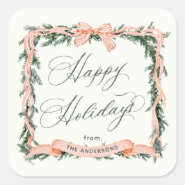 CHRISTMAS GARLAND Urlaubsrahmen Quadratischer Aufkleber