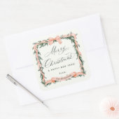 CHRISTMAS GARLAND Weihnachtsrahmen Quadratischer Aufkleber (Umschlag)