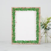 Christmas Garland with Faux Wood Stationery Briefbogen (Stehend Vorderseite)