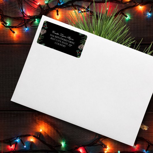 Christmas Garland with Holly Christmas Address Adressaufkleber