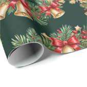Christmas Garland Wrapping Paper with Bells & Bows Geschenkpapier (Rolleneckpunkt)