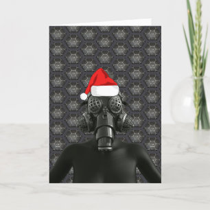 CHRISTMAS GAS MASK DARK SPASS GREETKARTE FEIERTAGSKARTE