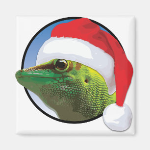 Christmas Gecko - 2 Zoll Square Magnet