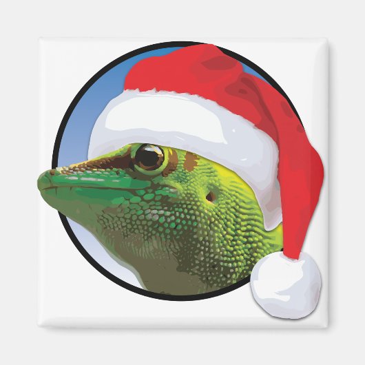 Christmas Gecko - 2 Zoll Square Magnet (Vorne)