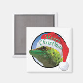 Christmas Gecko - 2 Zoll Square Magnet (Vorderseite/Rückseite)