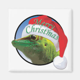 Christmas Gecko - 2 Zoll Square Magnet