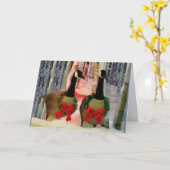 Christmas Geese Wreath Snow Red Bow Karte (Gelbe Blume)