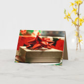 CHRISTMAS GEGENWÄRTIGE KARTE MIT ROTEM RIBONBODEN (Gelbe Blume)