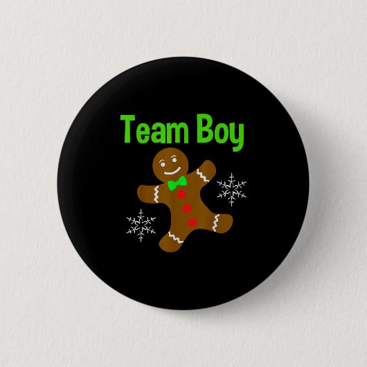 Christmas Gender Reveal Gingerbread Cookie Team Bo Button (Vorderseite)