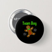 Christmas Gender Reveal Gingerbread Cookie Team Bo Button (Vorne & Hinten)