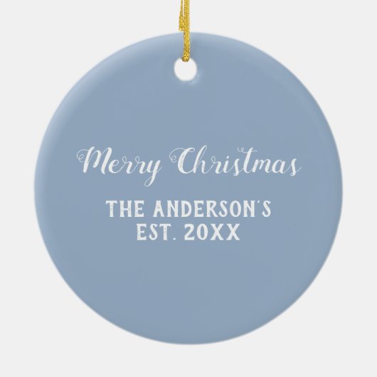 Christmas Geometric Slate Blue Gray Keramik Ornament (Hinten)