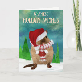 Christmas Gerbil Santa Hat in Winter Scene Feiertagskarte