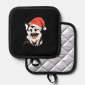 Christmas German Shepherd Classic T-Shirt Topflappen (Vorderseite/Rückseite)