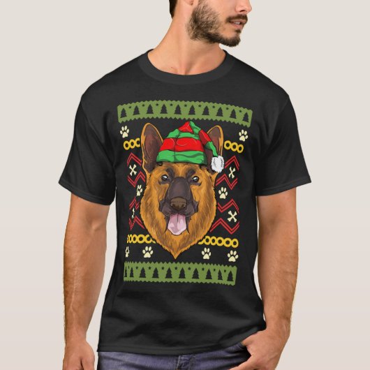 Christmas German Shepherd Dog Ugly T-Shirt (Vorderseite)
