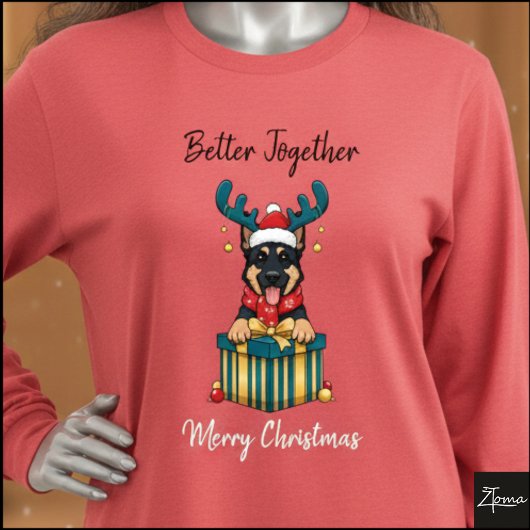 Christmas German Shepherd Reindeer Gift Graphic Tri-Blend Shirt