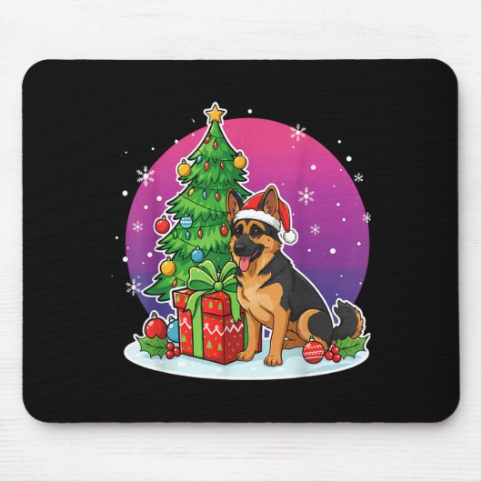 Christmas German Shepherd Santa Hat Xmas Men Women Mousepad (Vorne)